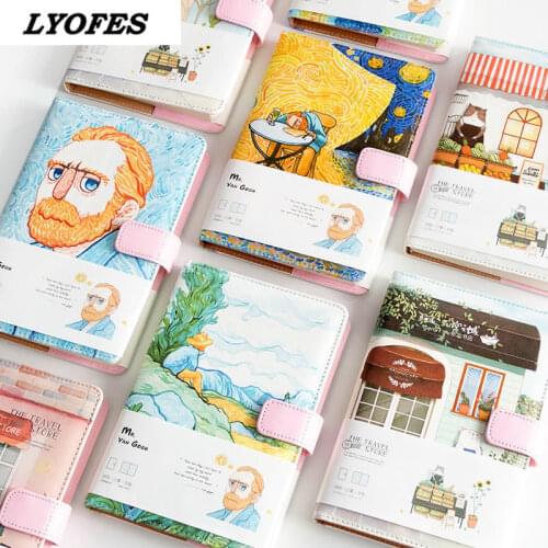 Korean Stationery School Office Supplies Notebooks for Students Journals PU Leather Magnetic Buckle Budget Book Sketchbook