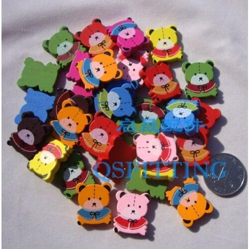 Supply DIY fashion jewelry beads,jewelry accessory,cartoon wooden beads,cartoon bear,mix color