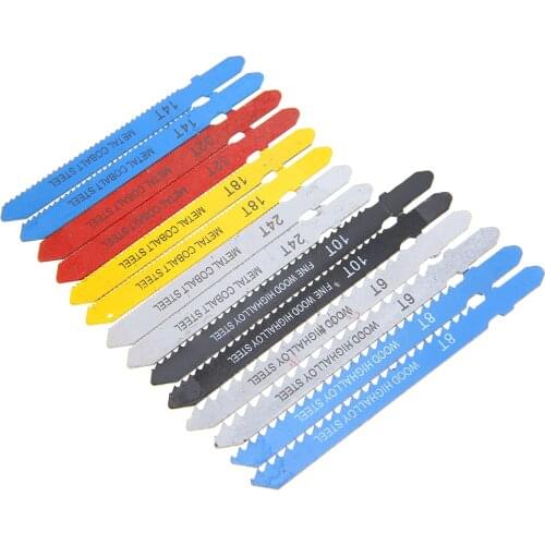 14pcs Assorted Jigsaw Blade Set Metal Cobalt Steel T-shank Jigsaw Blade Set Woodworking Fitting For Plastic Wood Cutting Tools