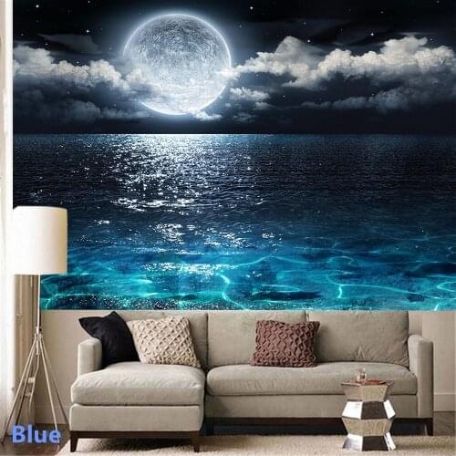 3D Print Sea Moonsun Wall Hanging Tapestry for Bedroom Living Room Decor Boho Decoration Home Decor Aesthetic Room Decor Tapiz