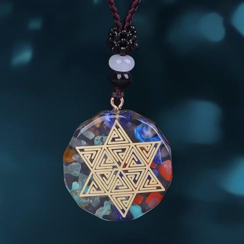 Orgone Natural Stone Crystal Pendant Necklace Orgonite Pyramid Energy Converter To Gather Wealth And Prosperity Resin Decor