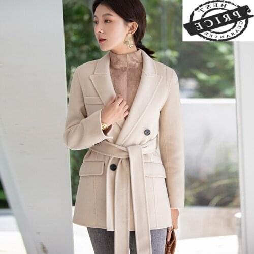 Autumn 100% Spring Wool Coat Female Elegant Ladies Vintage Woolen Jacket Women Abrigo Mujer 2021 Korean Blend Coats aa21