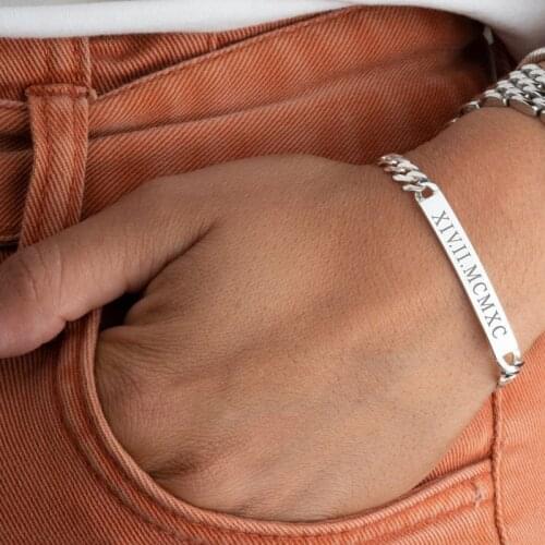 Personalized ID Bracelet Stainless Steel Chain Link Custom Nameplated Bracelet for Women Love Gift