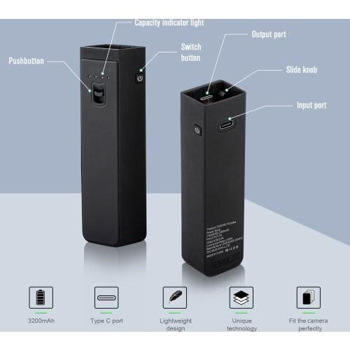 Portable Fast-Charging Power Bank Upgrad Handheld Camera Extension Rod Charging Case Plug and Play Replacement for DJI Pocket 2