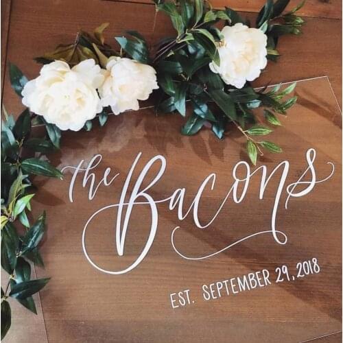 Clear Acrylic Wedding Sign, Custom Family Name Sign, Personalized Wedding Welcome Sign, Clear Modern Weddings