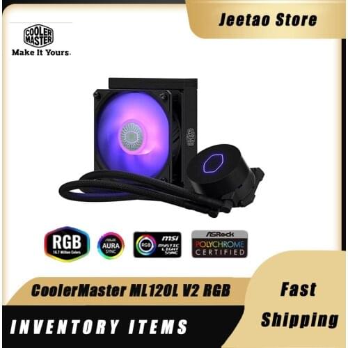 CoolerMaster ML120L V2 RGB CPU Water Cooling Radiator For LGA 2066/2011/115x/AM4/AM3 12Cm4PIN RGB Silent Fan CPU Cooler Radiator