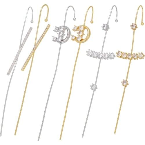 ZUHKOU Bohemian Wedding Wrap Crawler Hook Earring Crystal Stud Earrings women Climber Earrings Crystal ear wrap earrings VE291