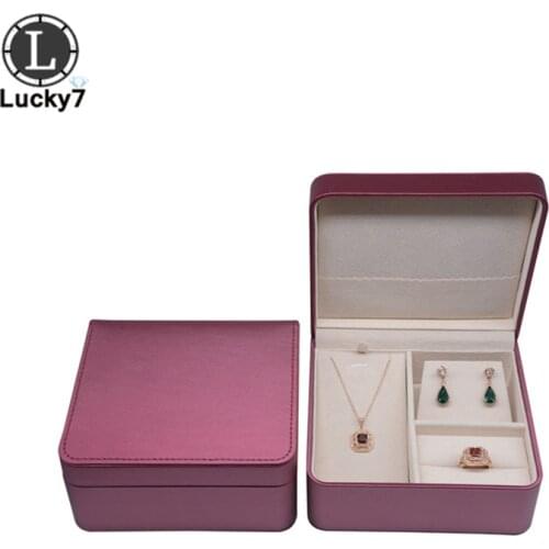 Jewelry Storage Box Earrings Ring Necklace Set Box PU Leatherette Jewelry Set Box For Ring Pendant Organizer Case