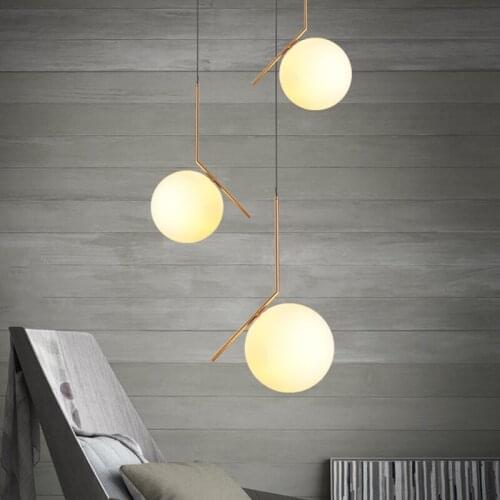 The modern style restaurant chandelier Nordic minimalist fashion clothing store room glass spherical decorative lamp