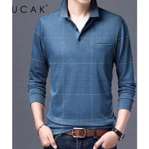 UCAK Brand Striped Long Sleeve T Shirt Men Clothes Spring Autumn New Arrivals Cotton Streetwear Pockets T-Shirt Clothing U5394