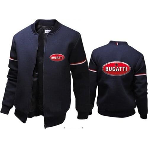 Spring Autumn 2021 Mans Bugatti Logo Printing Round Neck Custom Decal Tops Zipper Cotton Long-Sleeved Cardigan Zip Up Coats