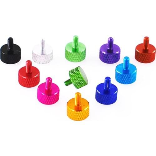 M3 Aluminum Alloy Flat Head Screw, Knurled Thumb Screws, Length 5mm - 50mm, Colourful Screw, Grid Pattern, for Computer Case