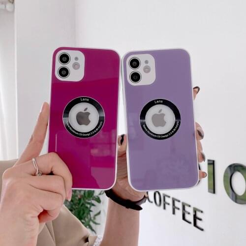 Tempered Glass Back iPhone Case For iPhone 11 12 Pro Max Case Show Logo Luxury Full lens camera protection Cover For iPhone