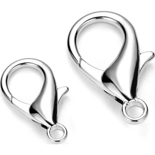 50pcs/lot Metal Gold Silver Black Color Lobster Clasp 10 12 14 16 18 21 23mm Bracelet Clasp Hooks Connector for DIY Jewelry Make