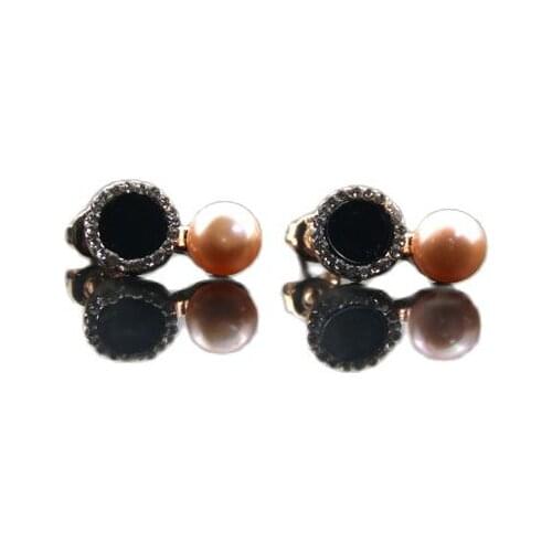 MADALENA SARARA Promotion 6-7mm Round Freshwater Pearl Earrings Zircon Inlaid Drop Within Three Colors