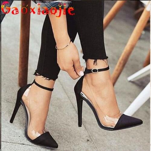 Gaoxiaojie 2021 New Chic Patchwork Colors Women Pumps Sexy Fetish 11.5CM Model Show Nightclub Party Buckle Strap Stiletto Shoes