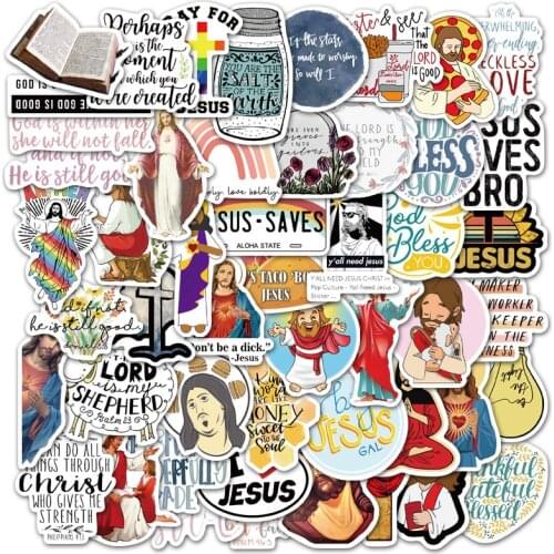 10/30/50PCS Classic Jesus Christian Faith Cartoon Graffiti Suitcase Laptop Scooter Mobile Helmet Decoration Sticker Wholesale