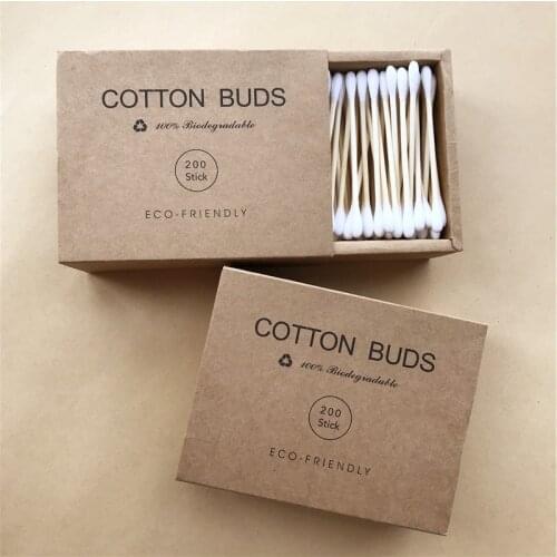 1000/2000PC Double Head Bamboo Cotton Buds Tip Adults Makeup Cotton Swab Wood Sticks Plastic-Free Nose Ears Cleaning Tool