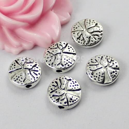 30pcs/lot Metal Zinc Alloy Silver Tone Oval With Tree Beads For Necklace DIY Jewelry Making Accessories 11mm Hole:2mm (K01893)