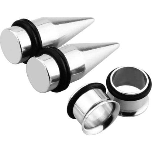 4 pieces Ear Taper Gauges Plugs Stretcher Stainless Steel Single Flare Tunnel Eyelet Set Body Piercing Jewelry 2g-12mm