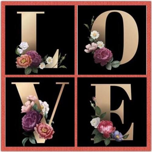 5D DIY Full Round Diamond Painting Text Cross Stitch Letter 3D Embroidery Flower Rhinestone Mosaic Home Decor Craft Kit Y1687