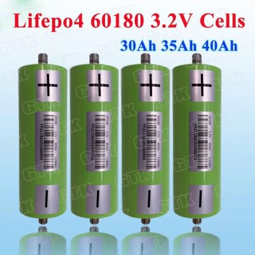 8pcs Cylindrical 60180 3.2v 30Ah 35Ah 40Ah lifepo4 lithium batteries 3C-5C rate for diy 12v 24v e bike power tools Battery pack