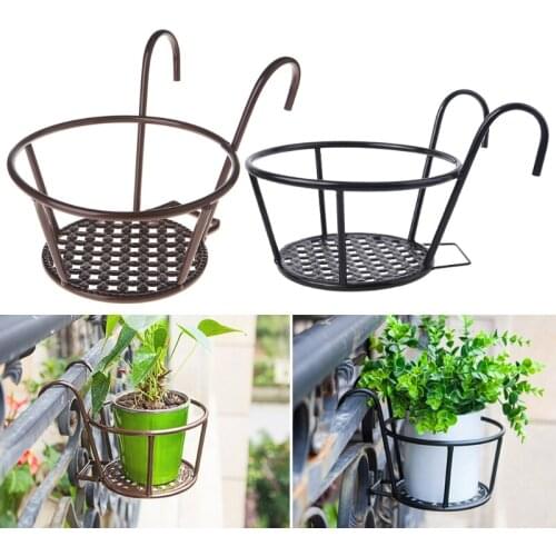 Balcony Hanging Flowerpot Plant Creative Iron Racks Outdoor Window Round Shape