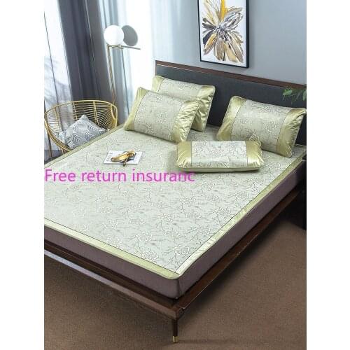 Bejirog Summer Mat 1.8M Bed Viscose Fiber Mat Three-Piece Breathable Foldable 1.5 Single Student Dormitory Grass Mat 1.2