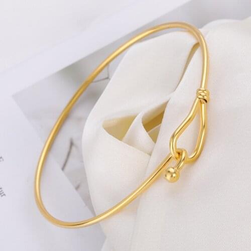 Ladies Bracelet Couple Jewelry Minimalist Adjustable Open Cuff Bracelet Stainless Steel Gold color Bangles For Women Men Gifts