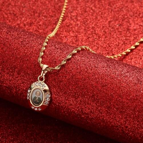 Saint Matrona the Blind of Moscow Necklaces St. Innocent Orthodox Church & Orthodox Pope Cross Pendant Jewelry Russia