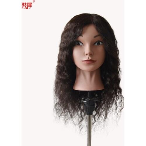 Afro Black Mannequin Head for Hairstyles Human Hair And Synthetic Mixing Professional Styling Head Doll Braiding Hairdo Training
