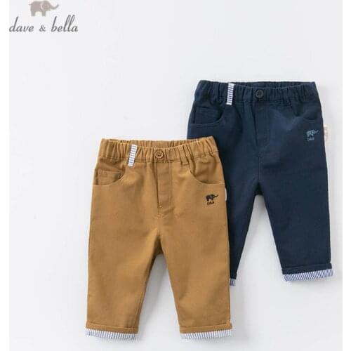 DBX14406 dave bella autumn baby boys fashion striped pockets pants children full length kids pants infant toddler trousers