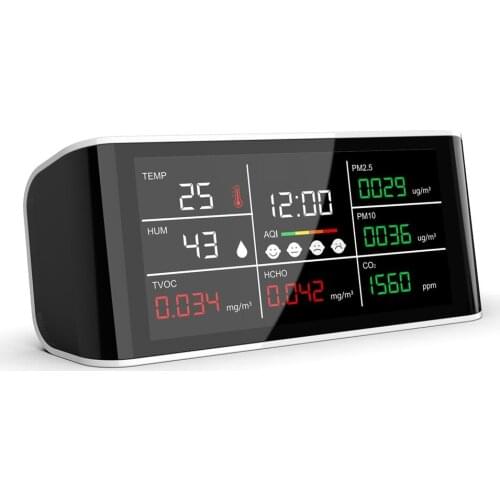Air Quality Detector CO2 Meter PM2.5/10 HCHO TOVC Temperature Humidity Infrared NDIR Detector Multifunctional Air Quality Analyz