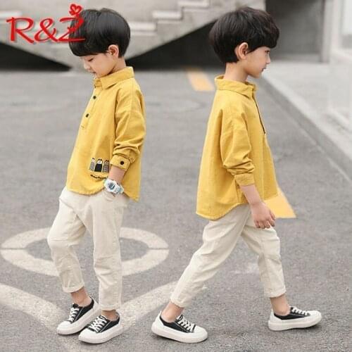 R&Z Childrens Set 2019 Spring and Autumn New Boys Set Big Boy Lapel Top Casual Pants Casual Two-piece Set