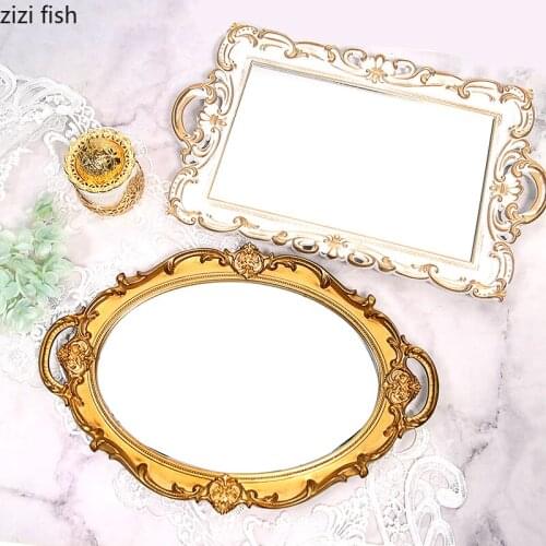 European Oval Rectangle Trays Decorative Plastic Storage Tray Cosmetic Containers Organizer Shelf Bath Supplies Storage Plate