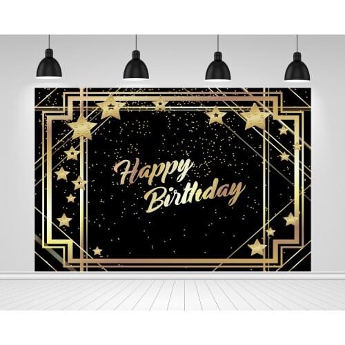 Scopiso Photography Backdrop Birthday Theme Style Party Gold Color Black Party Decoration Photographic Background Studio Props
