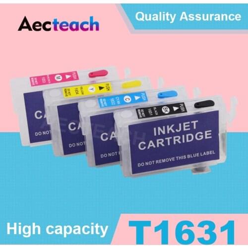 Aecteach Refillable Ink cartridge T1631 for Epson WorkForce WF-2010W 2510WF 2520NF 2530WF 2540WF Printer