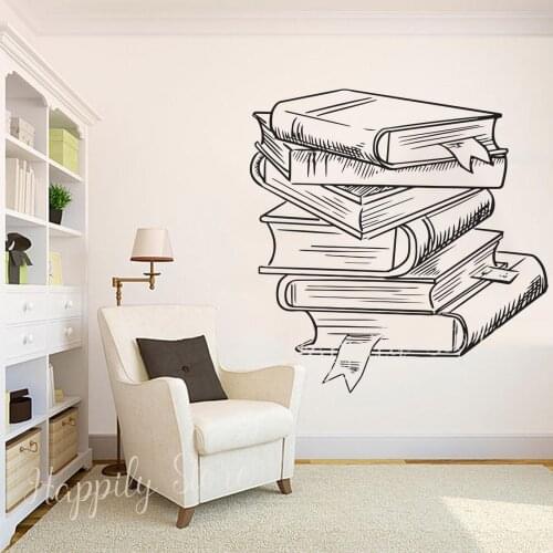 Books Vinyl Wall Art Decal for Home Kids Room Boys Girls Bedroom Wall Stickers Reading Removable House Interior Decoration P501