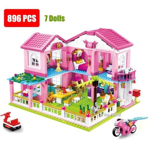 Girls Big Garden Villa Castle City House Building Blocks Sets Friends Princess Dolls Creator DIY Educational Toys For Kids Gift
