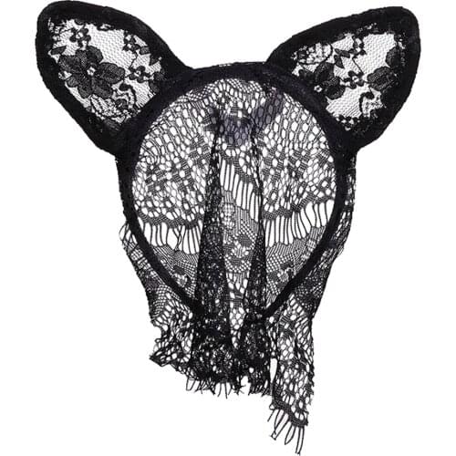 Bunny Rabbit Ear Sexy Rabbit Ear Lace Mask Veil Headband Supply for Nightclubs & Masquerade & Halloween & Party