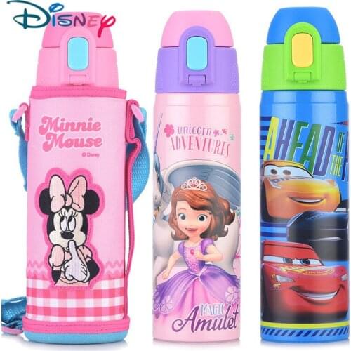Disney Cartoon water Cup Cute Stainless Steel Mug Wide Mouth Children Straw Bottle Kindergarten Student 500ML Portable Cup 2021