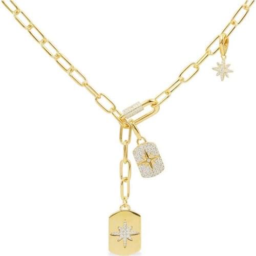 Hot selling 925 sterling silver stone set luxury banquet star ladies locket necklace, free mail, gift