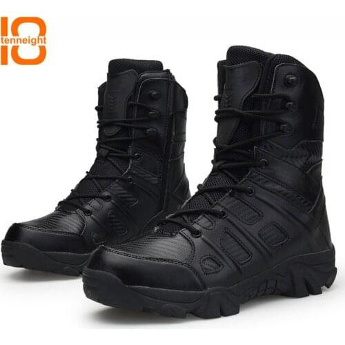 TENNEIGHT2018 Outdoor Hiking Shoes Mens Army Desert Boots High-top Military Tactical Boots Men Breathable training combat boots