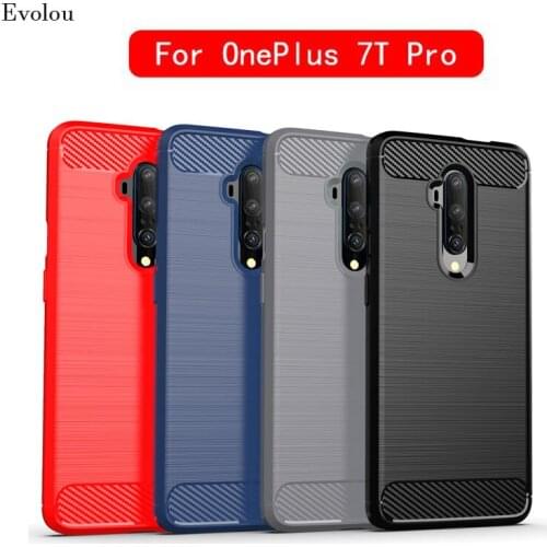 Brushed Carbon Fiber Soft Silicone Bumper Case for oneplus 7T Pro Schockproof Phone Cover for one plus 7T 8 Pro phone cover Nord