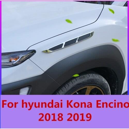 Car Hood Side Flow Vent Fender Air Net Door Decals Auto Sticker DIY Simulation car shark gills For Hyundai Kona 2015-2020