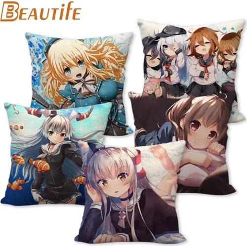 Custom Kantai Anime Girl Pillowcase 45X45cm Wedding Decorative Eco-Friendly Cotton Linen Fabric Pillow Case