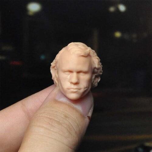 Unpainted 1/12 Joker Heath Ledger Head Sculpt Male Clown Head Carving Fit 6'' ML SHF Mafex Soldier Action Figure Body