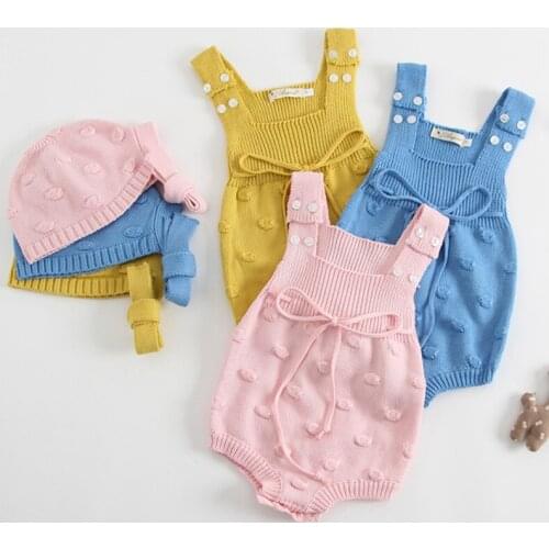 New 2021 Baby Romper Newborn Knitted Romper Autumn Baby Girl Newborn Knitted Romper Suits Romper+Knitted Hat