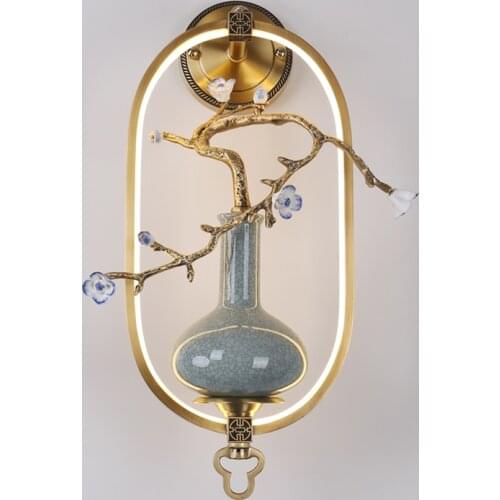 New Chinese style light designer of luxury hotel hall houses sitting room corridor study bedroom whole copper wall lamp