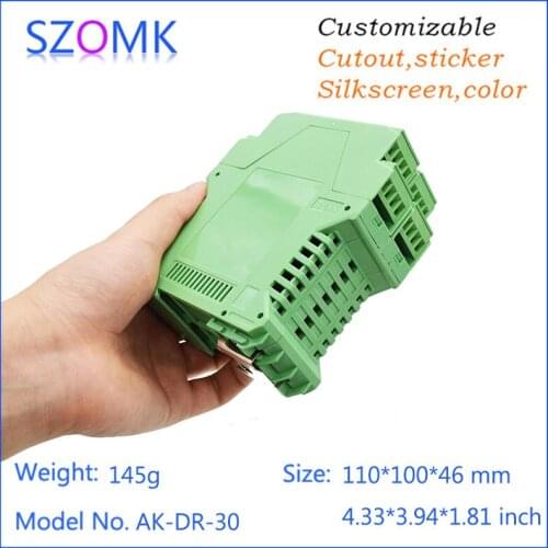 One piece good quality din rail box diy instrument housing abs instrument electronic enclosure distribution box 110*100*46mm